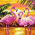 Charger l&#39;image dans la galerie, Flamant rose au coucher du soleil | Diamond Painting
