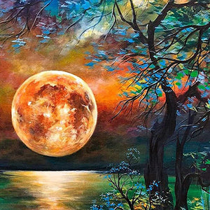 Pleine Lune avec arbre | Diamond Painting