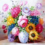 Charger l&#39;image dans la galerie, Fleurs multicolores en vase | Diamond Painting
