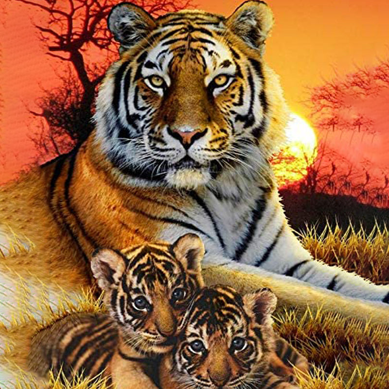 Tigre avec des oursons | Diamond Painting