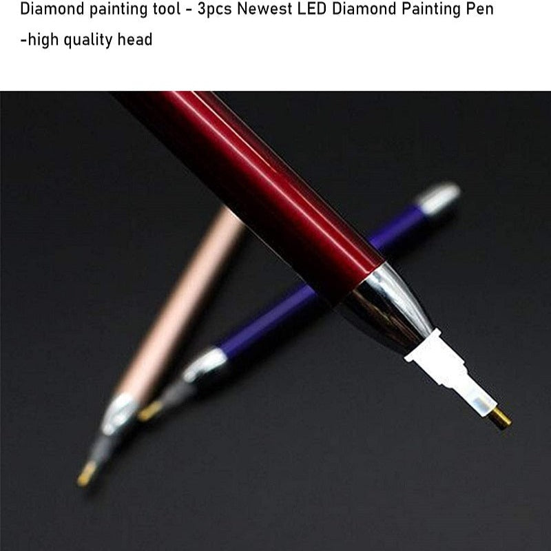 3pcs 5d diamond painting pens avec lumière