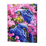 Charger l&#39;image dans la galerie, Perroquets bleus en fleurs | Diamond Painting
