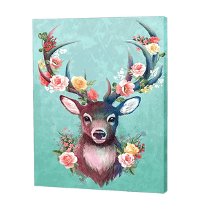Cerf avec des fleurs | Diamond Painting