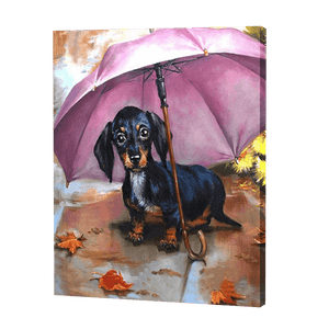 Chien dans un parapluie | Diamond Painting