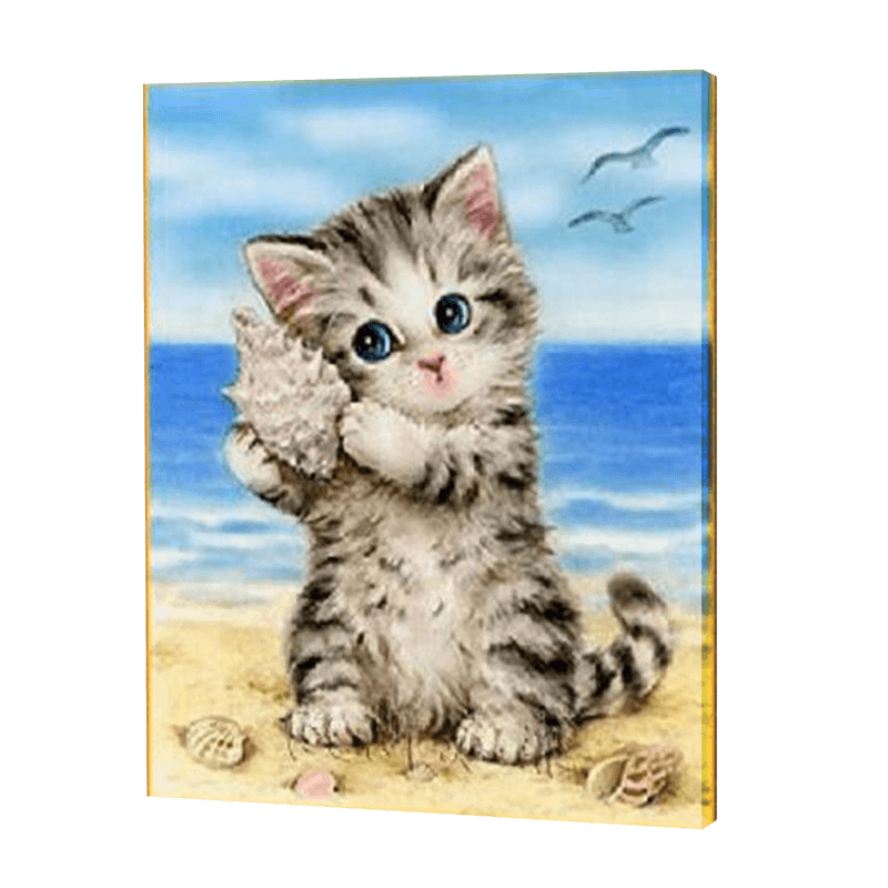 Chaton avec coquille | Diamond Painting