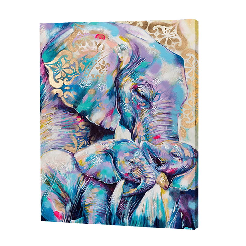 Éléphant pastel avec veaux | Diamond Painting