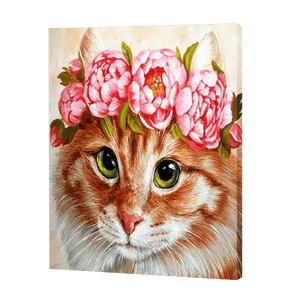 Couronne rose sur un chat | Diamond Painting