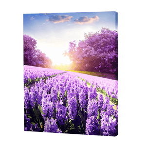 Arbres violets dans les champs de lavande | Diamond Painting