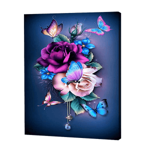 Roses avec papillons | Diamond Painting
