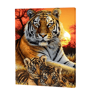 Tigre avec des oursons | Diamond Painting
