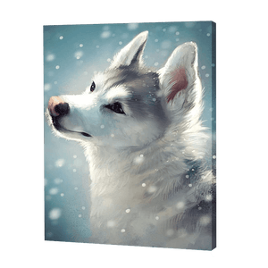 Loup blanc dans la neige | Diamond Painting